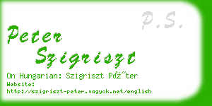 peter szigriszt business card